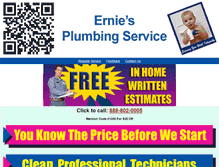 Tablet Screenshot of erniesplumbing.com